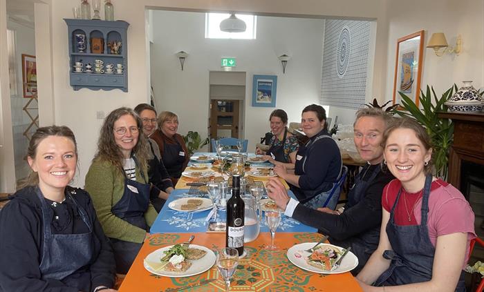 Lunch with wine in the dining room